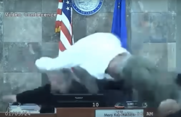 Dramatic Video Shows Man Jumping Over Bench to Attack Nevada Judge During Sentencing
